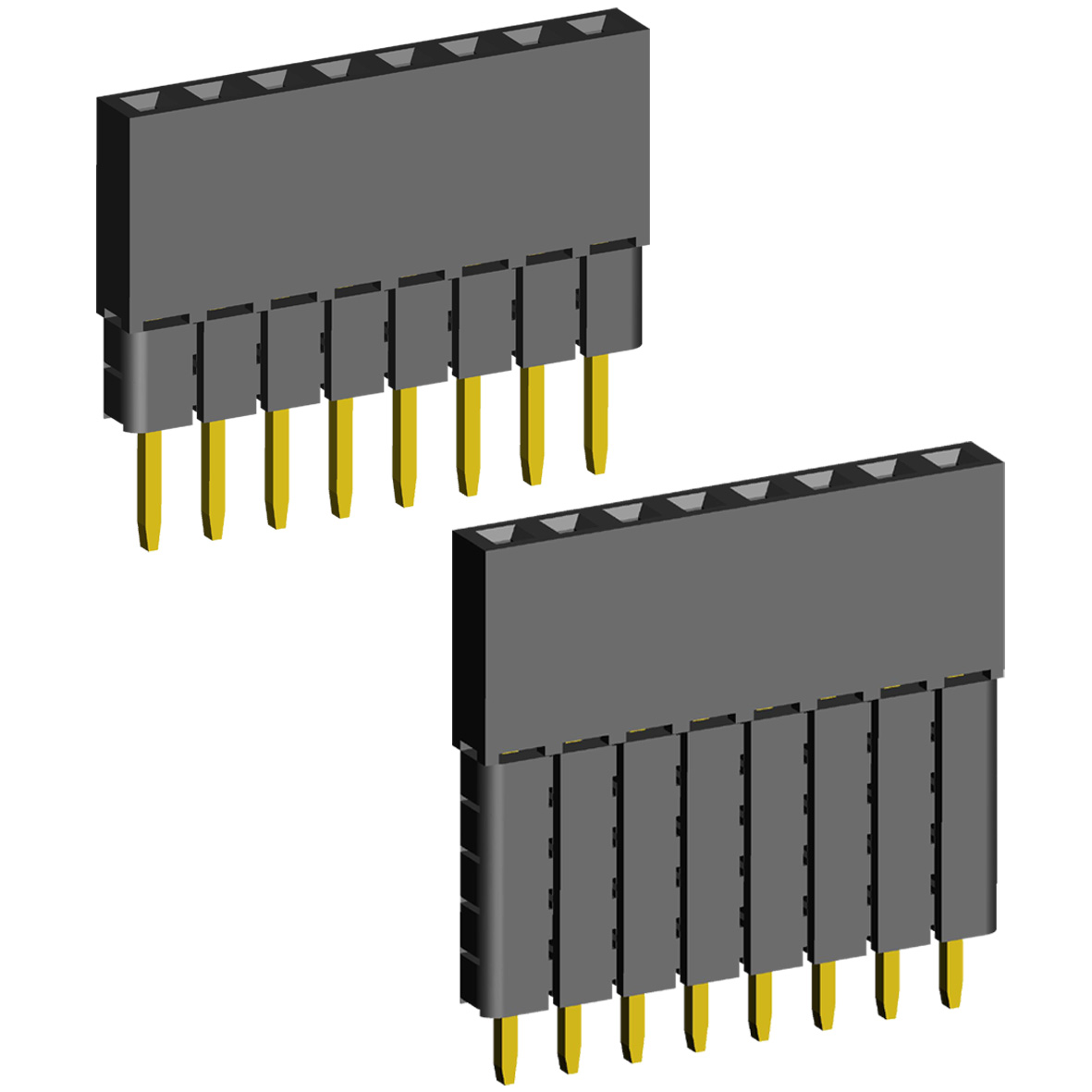 2.00mm PCB Socket Single Row Dual Body Elevated Straight Dip Type